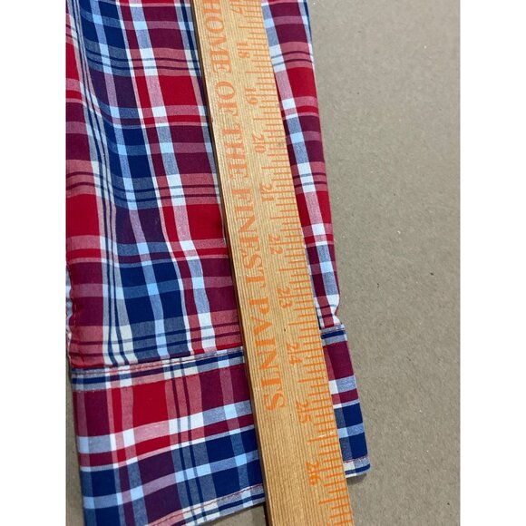 Saddlebred Red & Blue Plaid Button-Down Shirt Classic Fit XL Long Sleeve - Picture 8 of 9